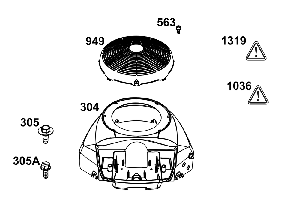 Blower Housing Group Diagram and Parts List for 40U877-0020-G1  Briggs and Stratton Engine